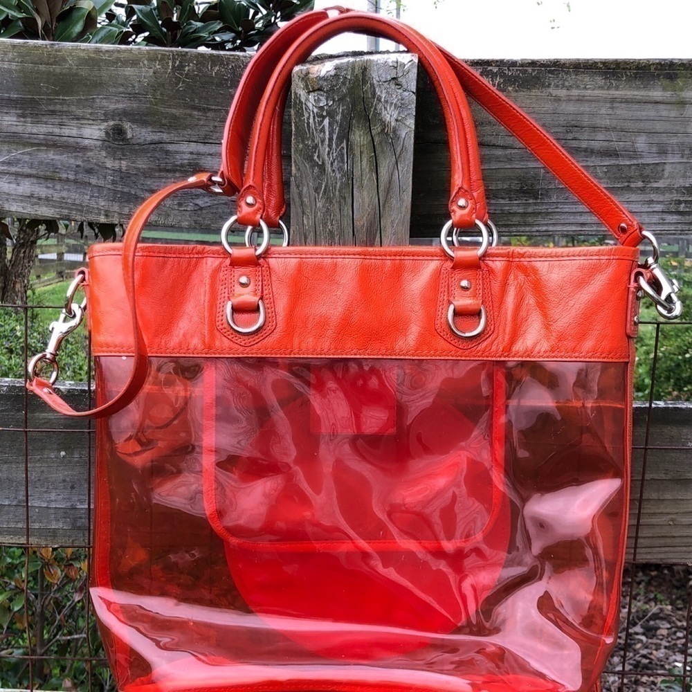 Coach 15021 Red Transparent Clear Tote Colette Bag - Picture 2 of 6